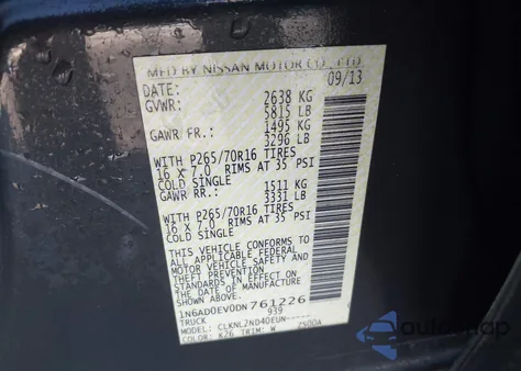 2013 Nissan Frontier Sv z USA, uszkodzony, nr VIN 1N6AD0EV0DN761226